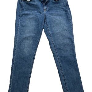 Loft Outlet Skinny Crop Jeans, Medium Wash, Raw Hem Size 10/Button/Zip